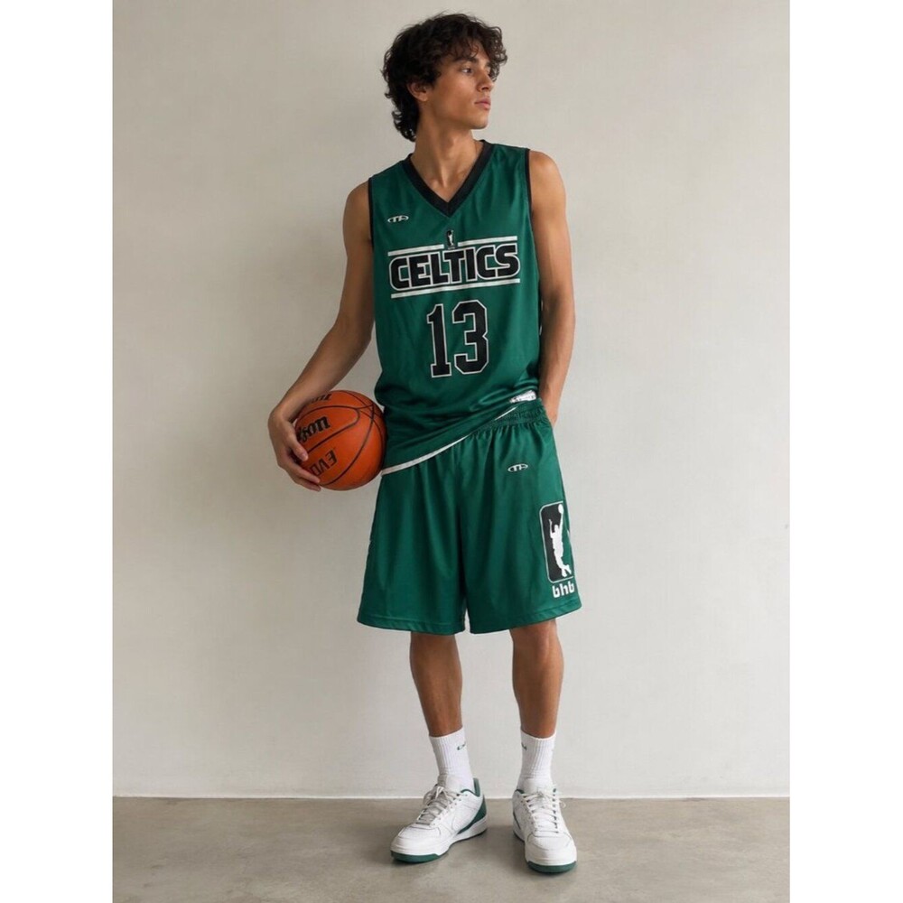 VTG Boston Celtics #13 Reversible Basketball Jersey Shorts Set Men’s L Green Y2K